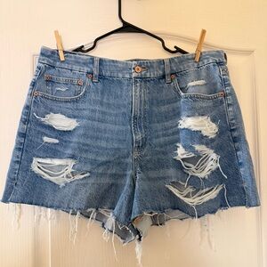 American Eagle Outfitters Distressed Light Blue Denim Shorts